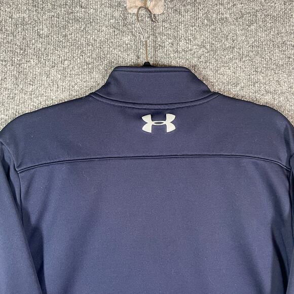 Under Armour Sweater Mens Large Blue Fleece 1/4 Zip Pullover Sweatshirt Flaw - Picture 7 of 8